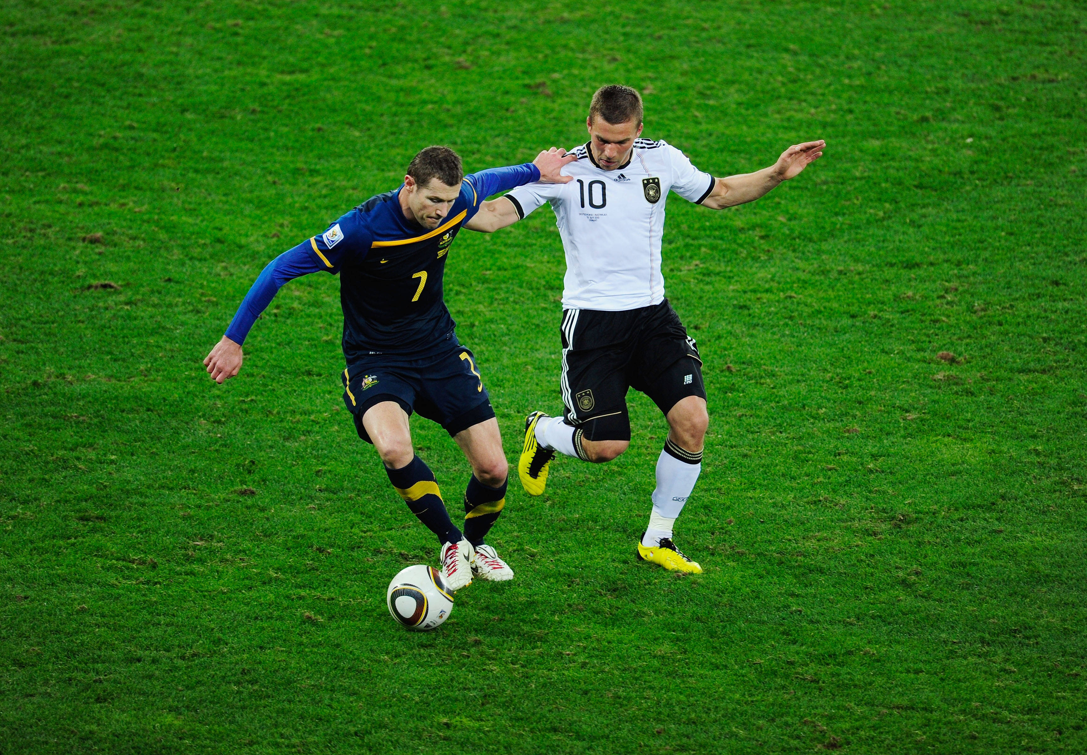 World Cup 2010- Australia VS Germany, Brett Emerton And Lukas Podolski ...