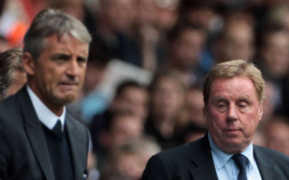 Tottenham Manager Harry Redknapp and Manchester City Manager Roberto Mancini,EPL (Getty Images)