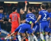 Chelsea players surround referee vs Paris Saint-Germain