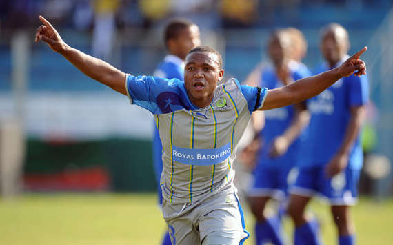 Thuso Phala of Platinum Stars celebrates after scoring (Chris RiccoBackpagepix)