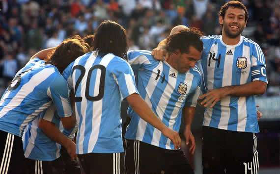 El festejo de los jugadores - Argentina vs España (MexSport)