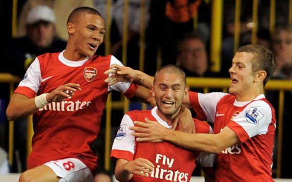 Carling Cup - Tottenham Hotspur vs Arsenal, Henri Lansbury, Kieran Gibbs and Jack Wilshere(Getty Images)