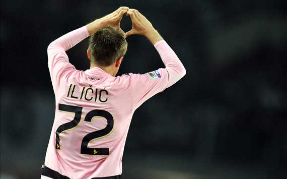 Ilicic del Palermo festeggia dopo la rete siglata contro la Juventus (Getty Images)