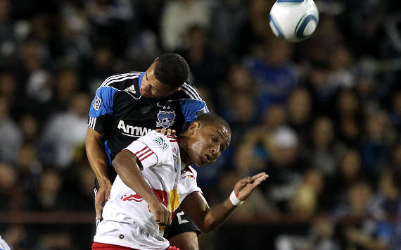 Juan Agudelo, New York Red Bulls; Jason Hernandez, San Jose Earthquakes; MLS (Getty Images)