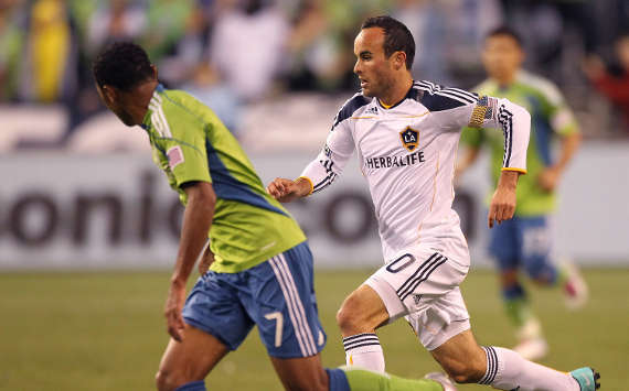 Landon Donovan, Los Angeles Galaxy; James Riley, Seattle Sounders FC; MLS (Getty Images)