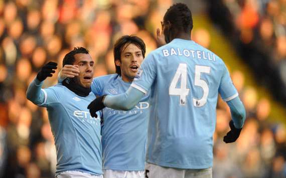 Carlos Tevez, David Silva & Mario Balotelli - Manchester City (Getty Images)