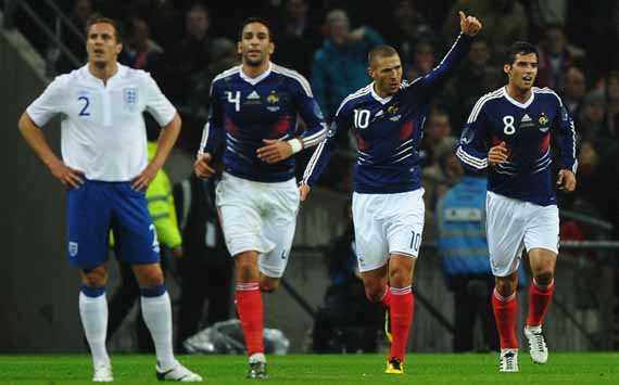 International Friendly - England vs France, Phil Jagielka, Karim Benzema, Adil Rami and Yoann Gourcuff(Getty Images)