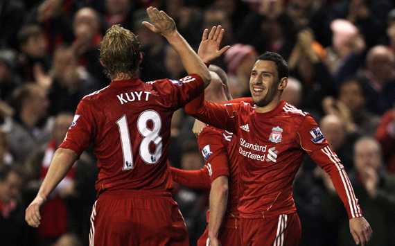 EPL ; Maxi Rodriguez - Dirk Kuyt , Liverpool vs West Ham (Getty Images)