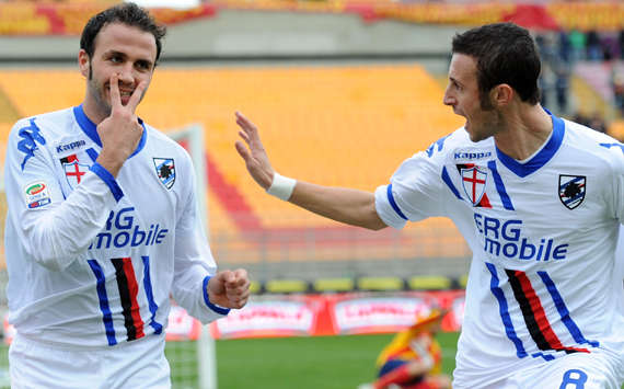 See What I Can Do? Sampdoria's Giampaolo Pazzini bags a hat-trick versus Lecce (Getty Images)