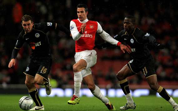Carling Cup,Robin van Persie ,Arsenal vS Wigan Athletic (Getty Images)