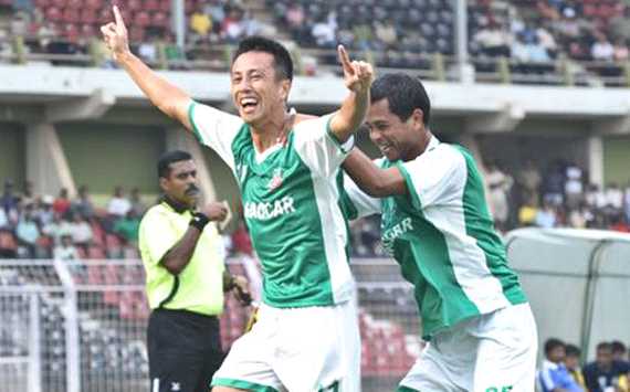 Ryuiji Seoka celebrates after scoring in I-League for Salgaocar (Mango Peel)
