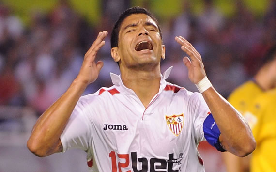 Midfielder Renato cries out during Sevilla's Copa del Rey clash with Villarreal (Getty Images)