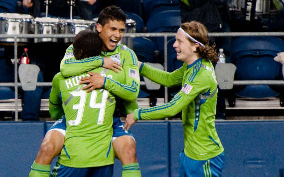 Fredy Montero, Jhon Kennedy Hurtado, Erik Friberg; Seattle Sounders FC; MLS