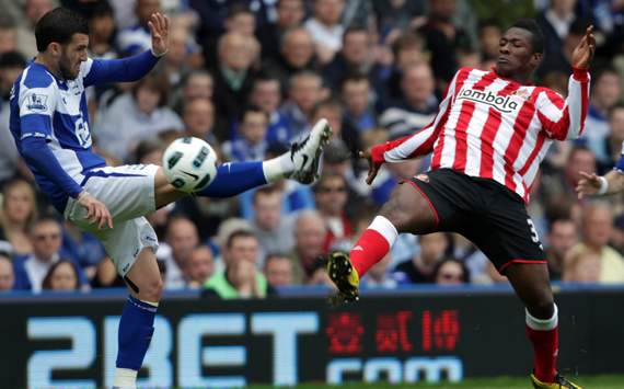 EPL - Birmingham City vs Sunderland, Stuart Parnaby and Asamoah Gyan