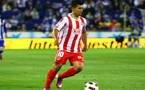 Liga BBVA: Sergio Aguero (Atletico Madrid) against Espanyol