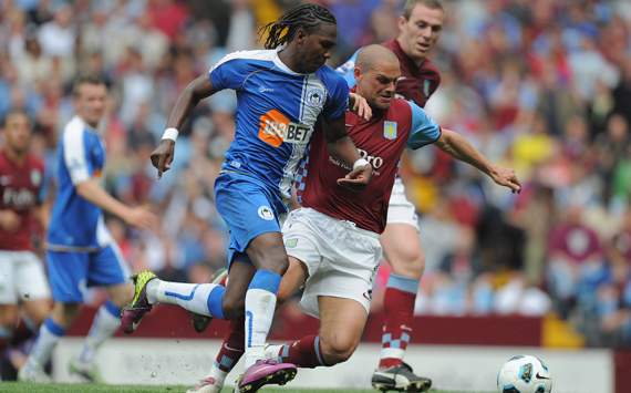 EPL - Aston Villa vs Wigan Athletic, Hugo Rodallego and Luke Young