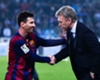Barcelona's Lionel Messi and Real Sociedad boss David Moyes