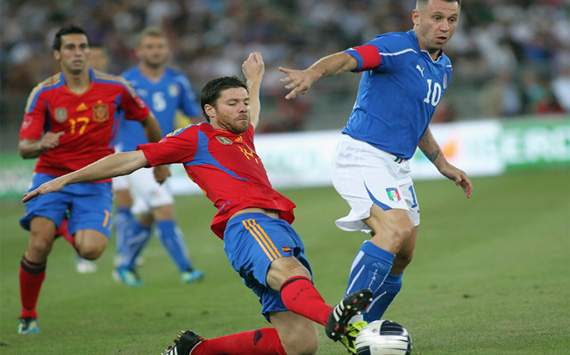 Friendly: Italy vs Spain: Antonio Cassano; Xabi Alonso