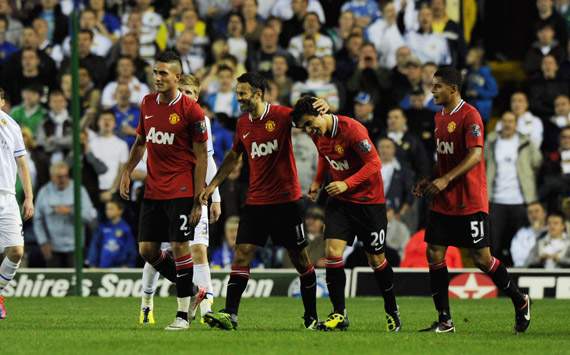 Carling Cup - Leeds United vs Manchester United, Ryan Giggs and Fabio Da Silva