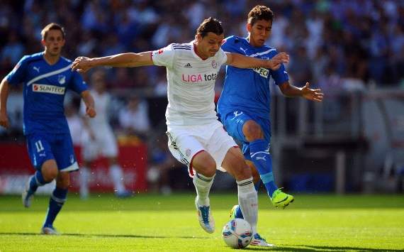 German Bundesliga: TSG 1899 Hoffenheim - Bayern Munich, Daniel van Buyten, Roberto Firmino