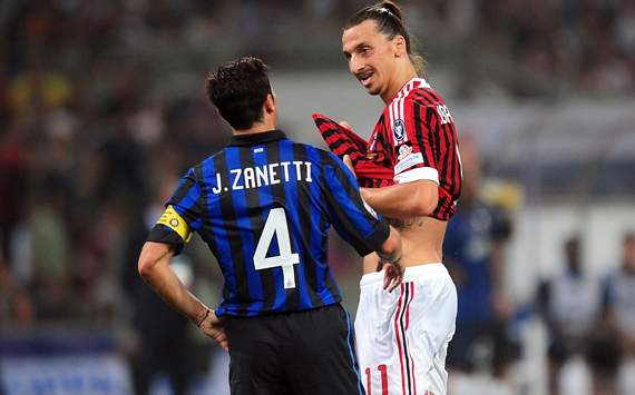 Zanetti & Ibrahimovic - Milan-Inter (Getty Images)