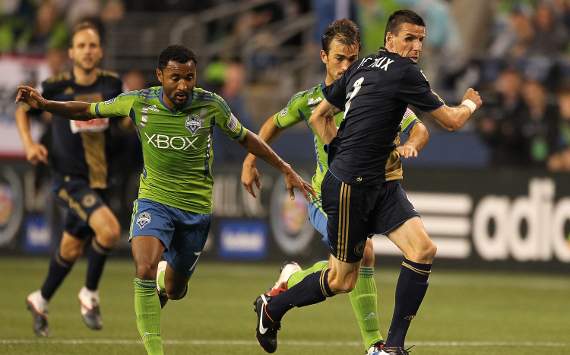 James Riley, Patrick Ianni, Seattle Sounders FC; Sebastien Le Toux, Philadelphia Union; MLS