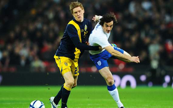 International Friendly : Christian Wilhelmsson -Leighton Baines, England v Sweden
