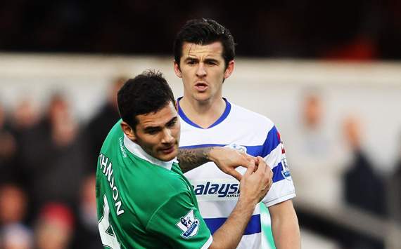 EPL - Queens Park Rangers v Norwich City, Joey Barton and Bradley Johnson