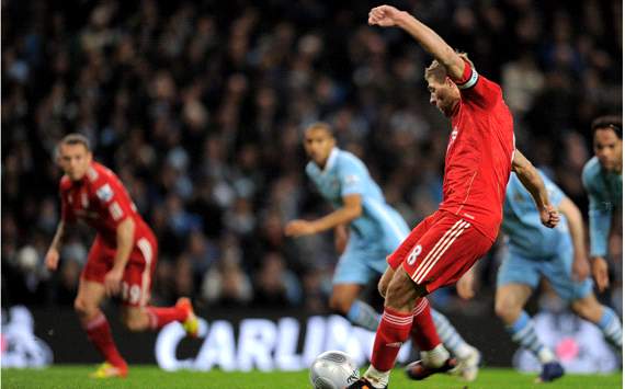 Carling Cup : Steven Gerrard, Manchester City v Liverpool