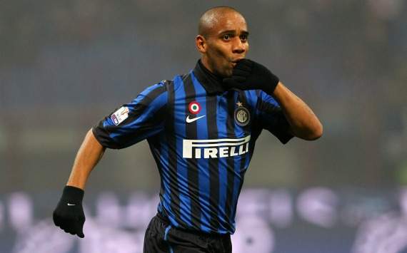 Maicon festeggia dopo il goal al Genoa (Coppa Italia)