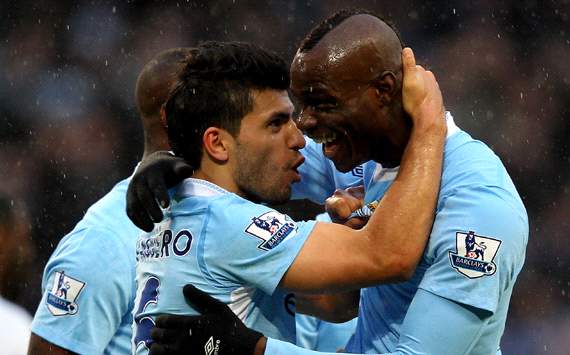 EPL: Mario Balotelli - Sergio Aguero, Manchester City v Tottenham