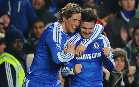 EPl - Chelsea v Manchester United, Juan Mata and Fernando Torres