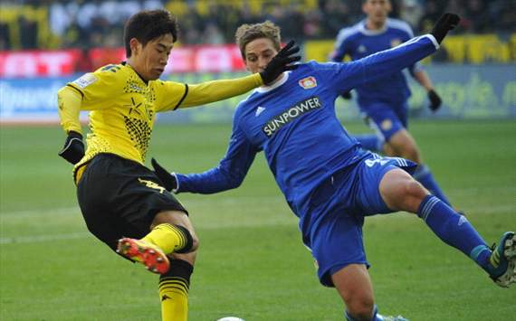 Dortmund v Leverkusen;Shinji Kagawa scoring the goal