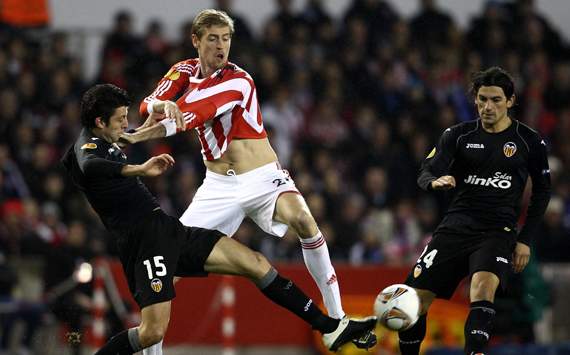 UEFA Europa League - Stoke City FC v Valencia CF, Angel Dealbert Ibanez and Peter Crouch