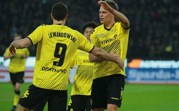 Bundesliga: Borussia Dortmund - Hannover, Robert Lewandowski, Lukasz Piszczek & Shinji Kagawa
