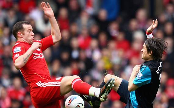 EPL - Liverpool v Arsenal, Charlie Adam and Tomas Rosicky