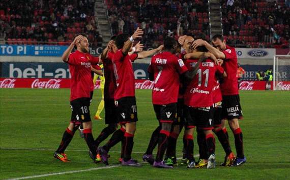 Real Mallorca players celebrate a goal
