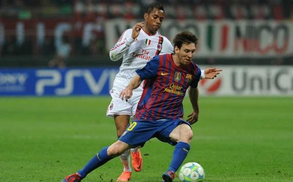 Lionel Messi and Robinho - Ac Milan-Barcelona (Getty Images)