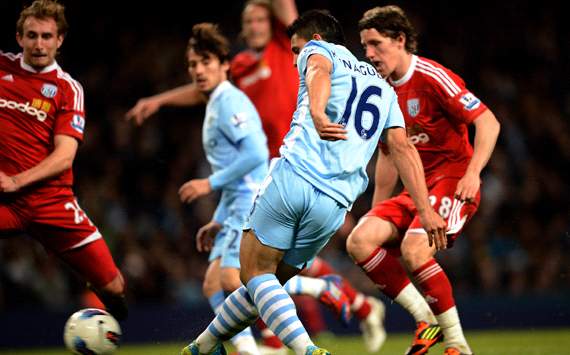 EPL: Sergio Aguero, Manchester City v West Bromwich
