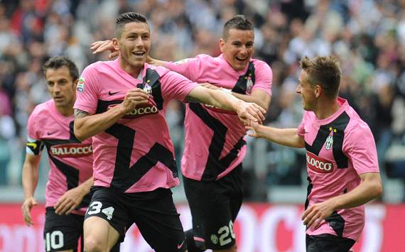 Juventus players celebrating - Juventus-Atalanta