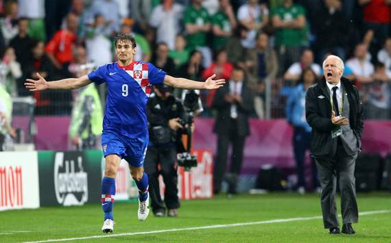 UEFA EURO - Ireland v Croatia, Nikica Jelavic and Giovanni Trapattoni