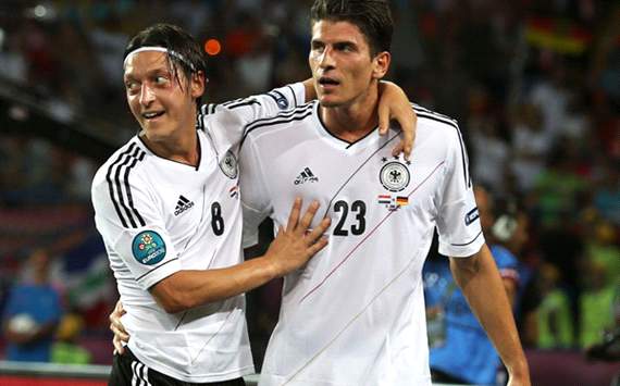 Netherlands v Germany - Group B: UEFA EURO 2012, mesut Özil and Mario Gomez