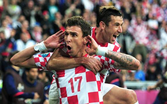 UEFA EURO - Italy v Croatia, Mario Mandzukic and Darijo Srna