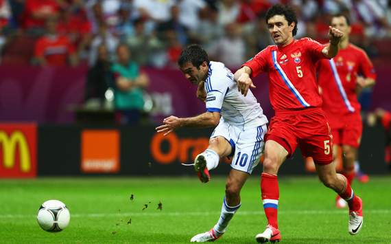 UEFA EURO 2012 - Greece v Russia, Giorgos Karagounis and Yuriy Zhirkov
