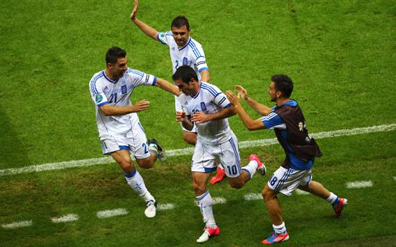 Greece players celebrating - Greece-Russia