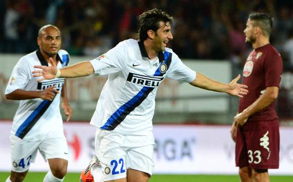 Milito celebra su gol ante el Torino