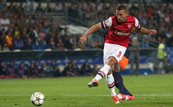 Lukas Podolski, Montpellier Herault SC v Arsenal FC - UEFA Champions