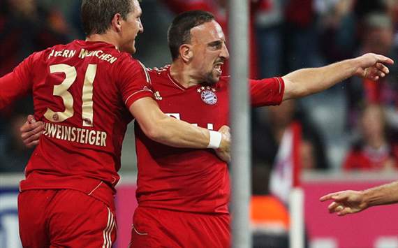 FC Bayern Muenchen v VfL Wolfsburg - Bundesliga, Bastian Schweinsteiger; Franck Ribery