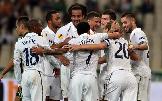 Europa League - PANATHINAIKOS-TOTTENHAM, Tottenham's players celebrate after scoring against Panathinaikos