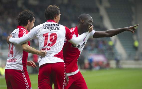 Jacob Mulenga juicht, ADO Den Haag - FC Utrecht